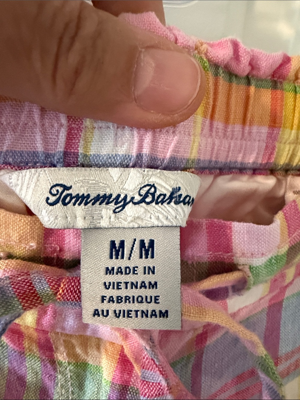 Tommy Bahama Boho Bliss 100% Linen Pink Pastel Plaid Shorts Preppy Vacation M - Picture 2 of 5
